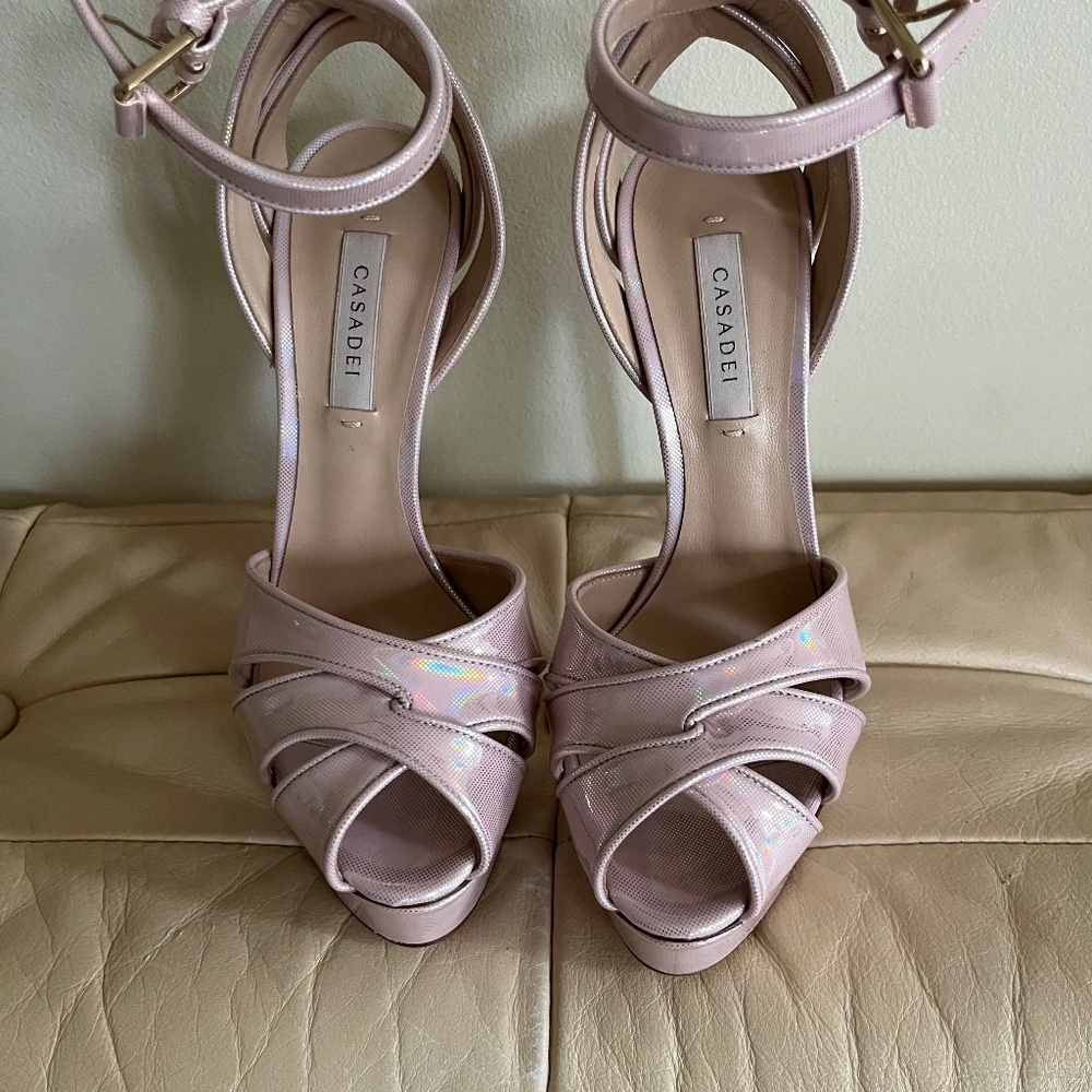 Casadei Blade Platform Sandals (blush pink)